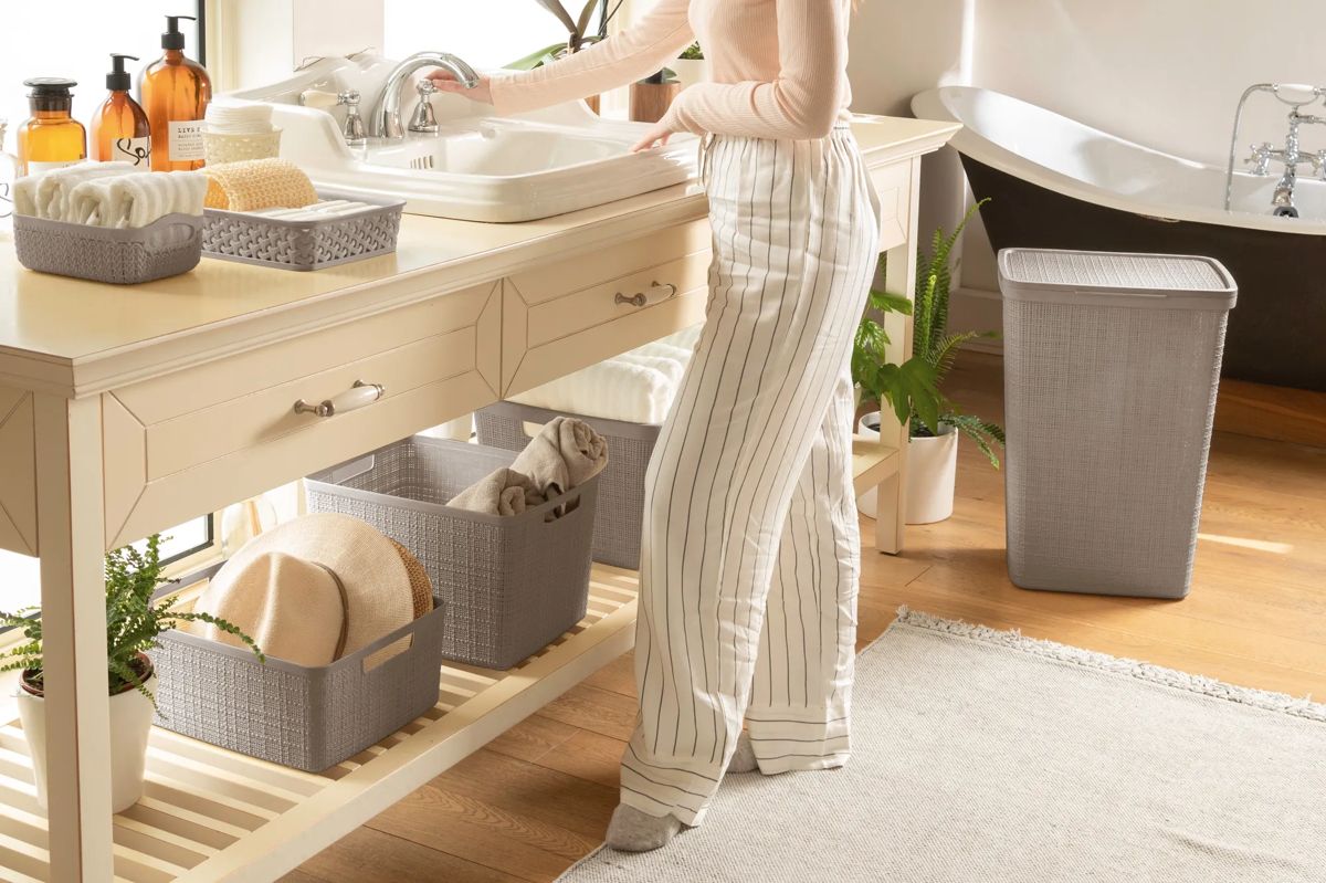 Jute Wasmand 58L - Taupe