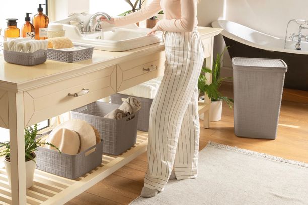 Jute Wasmand 58L - Taupe - Wasmanden