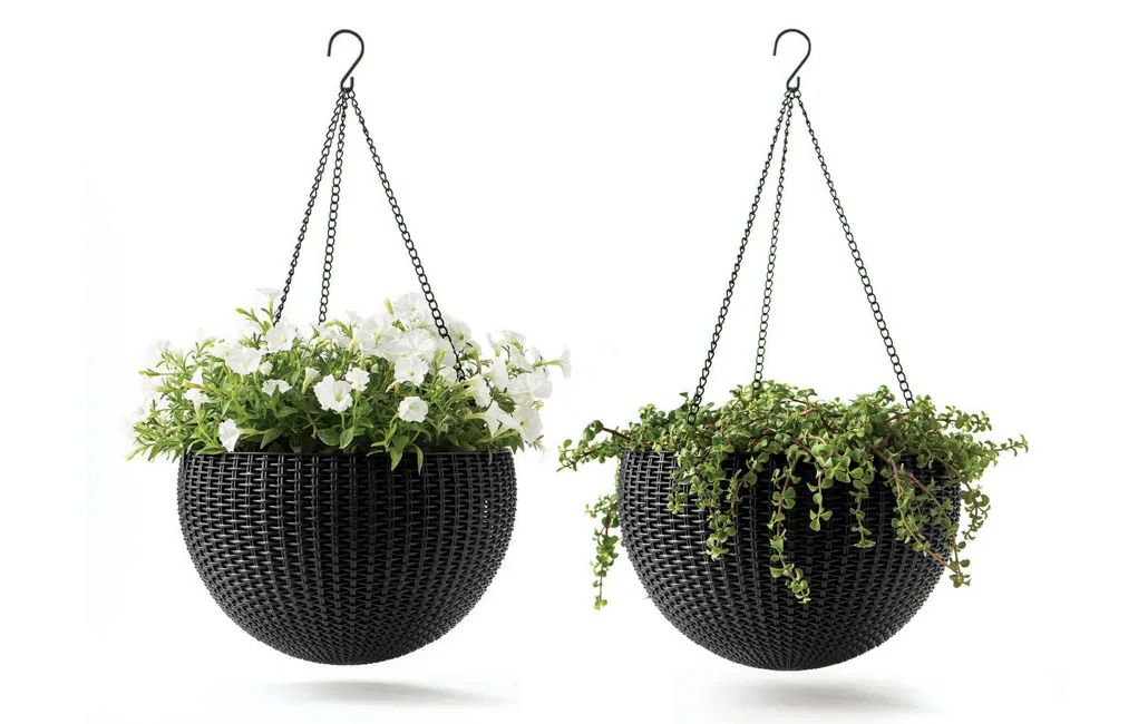 Hanging Sphere Planter Set of 2 - Graphite