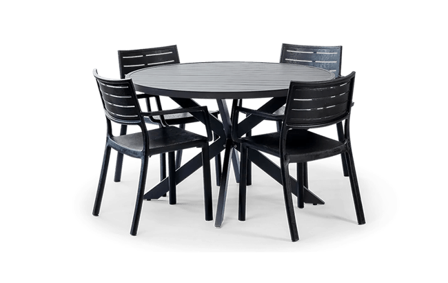 פינת אוכל פרלין שולחן עגול ו 4 כיסאות - לבן