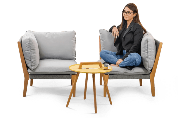 כורסת ישיבה יחיד אופל בלקוני - צהוב חרדל