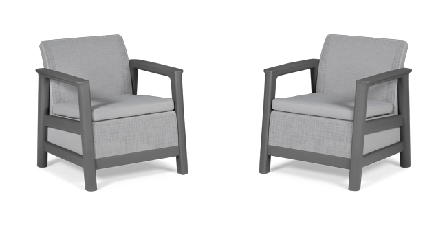Scandi Linea Loungestoel - 2 stuks - Lichtgrijs
