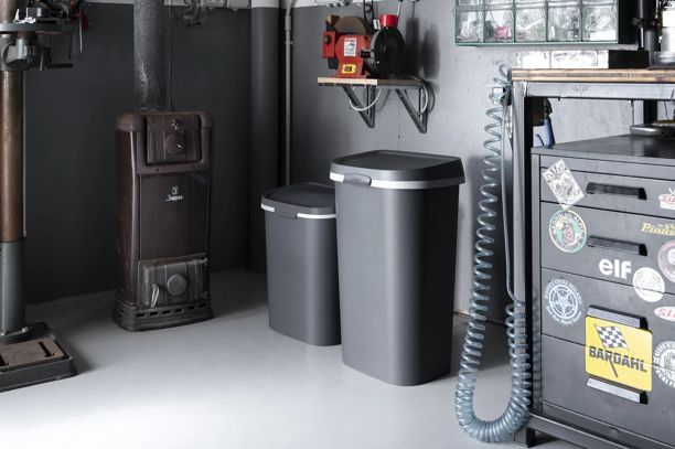 Mistral Flat Afvalbak 25L Zwart - Antraciet - Prullenbakken