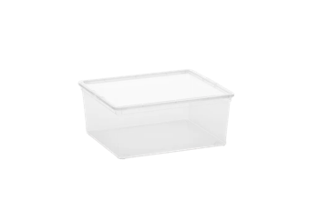 קופסא סטייל רחבה 27 ליטר - שקוף\לבן - פתרונות אחסון לבית