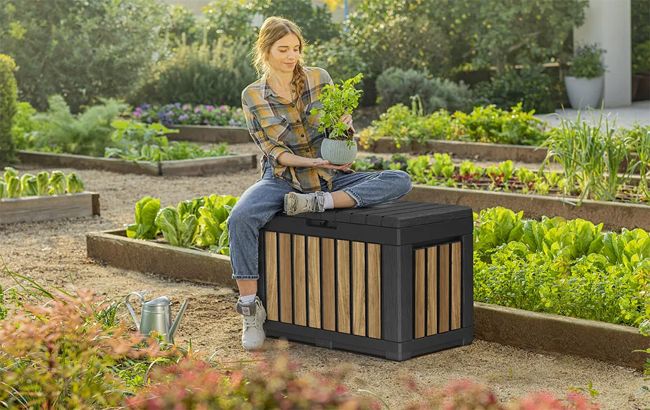 50 Gallon Signature Outdoor Storage Box Oak Brown - Keter US