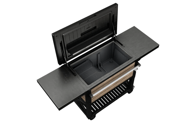 Signature Patio Cooler and Beverage Cart - Ashwood Brown