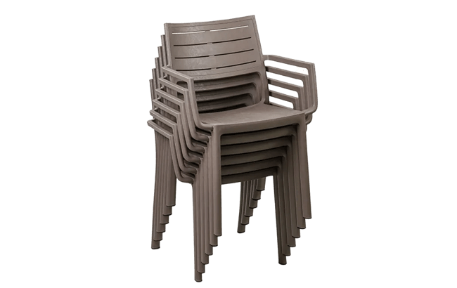 פינת אוכל ברצלונה- שולחן אלומיניום נפתח עם 6 כיסאות - קפוצ'ינו