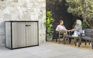 Cobertizo de exterior Patio Store - 140x73,6x120 cm y 1000L - Deco Gris