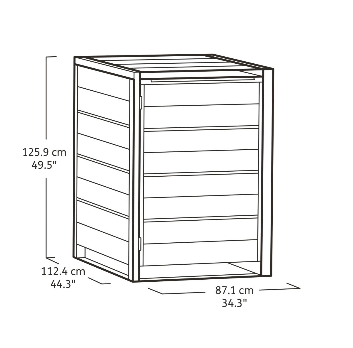 Hide Away 96 Gallon Single Trash Can Shed - Brown - Keter US