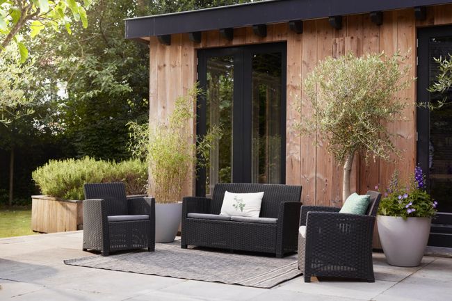 Mia 4 Seater Lounge Set With Storage Table - Graphite