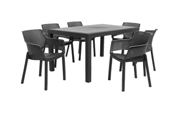 פינת אוכל ונציה- שולחן ו 6 כיסאות - אפור כהה - פינות אוכל עד 1,299 ש