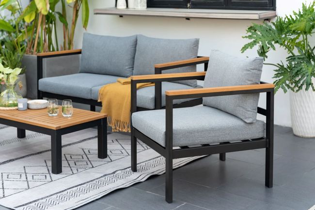 מערכת ישיבה באונטי - אלומיניום בשילוב עץ - שחור