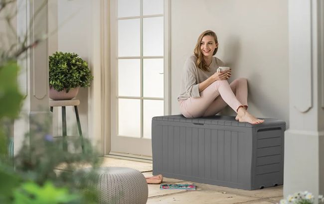 71 Gallon Storage Marvel Deck Box Gray - Keter US