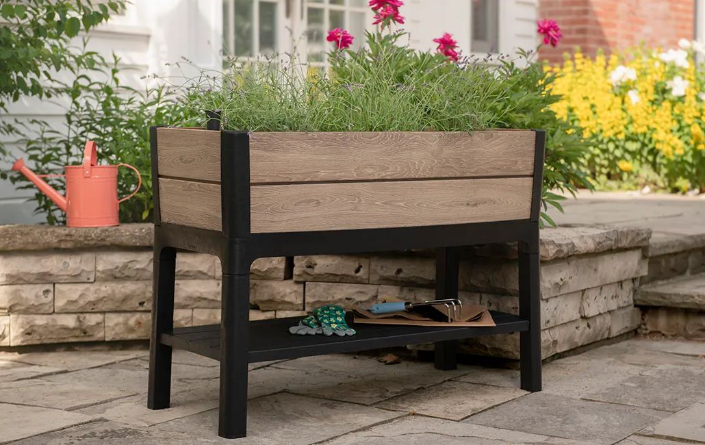Signature 29 Gallon Elevated Garden Bed Ashwood Brown - Keter Canada