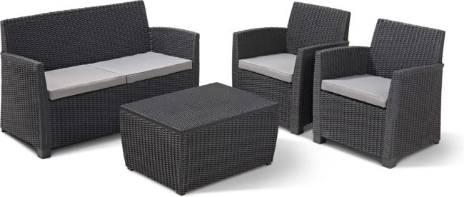 Mia 4 Seater Lounge Set With Storage Table - Graphite