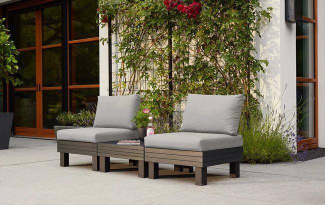Salon de jardin Elements modulable 2 fauteuils et Table basse - Noir