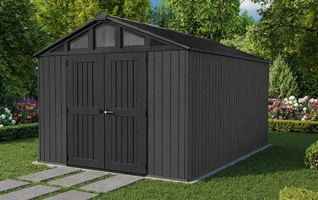Gray Stronghold 10x15 Extra Large Storage Shed - Keter US