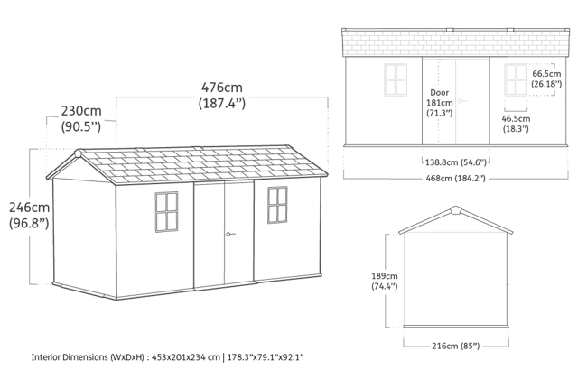 Caseta de exterior Newton Plus 1575 - 230x476x246 cm y 10 m2