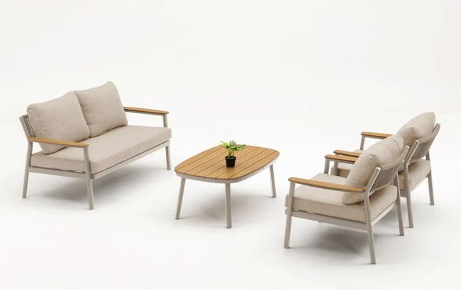 סט מערכת ישיבה פוקט אלומניום - בז