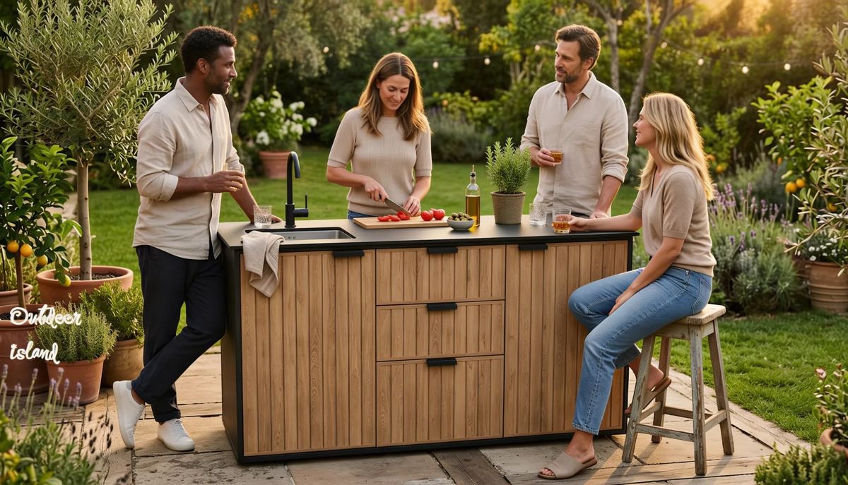 Outdoor Kitchen with Sink Venetian Brown - Keter US