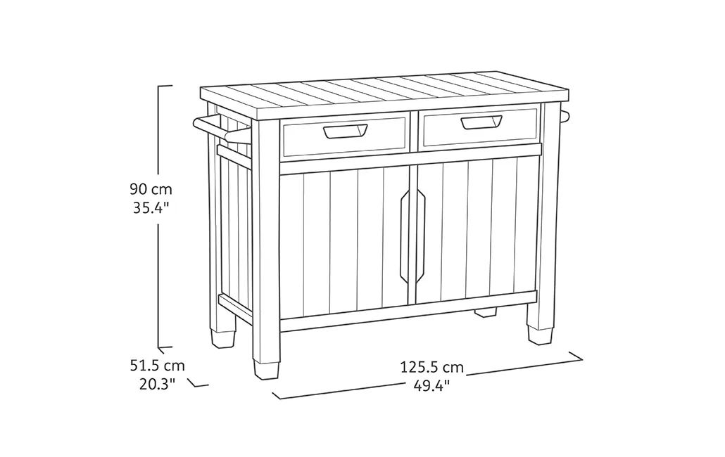 Unity Outdoor Kitchen  BBQ Table and Storage Cabinet - Graphite