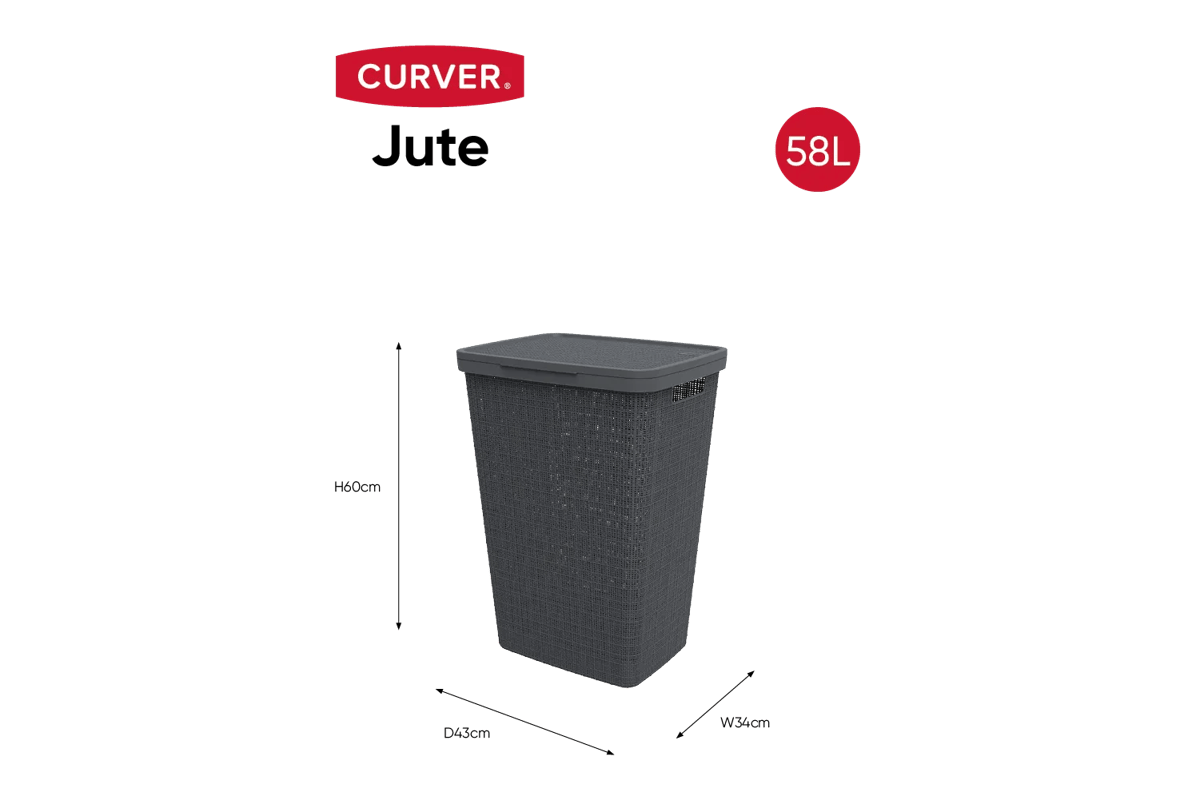 Jute Wasmand 58L - Antraciet