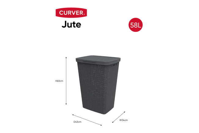 סל כביסה יוטה 58 ליטר JUTE - אפור
