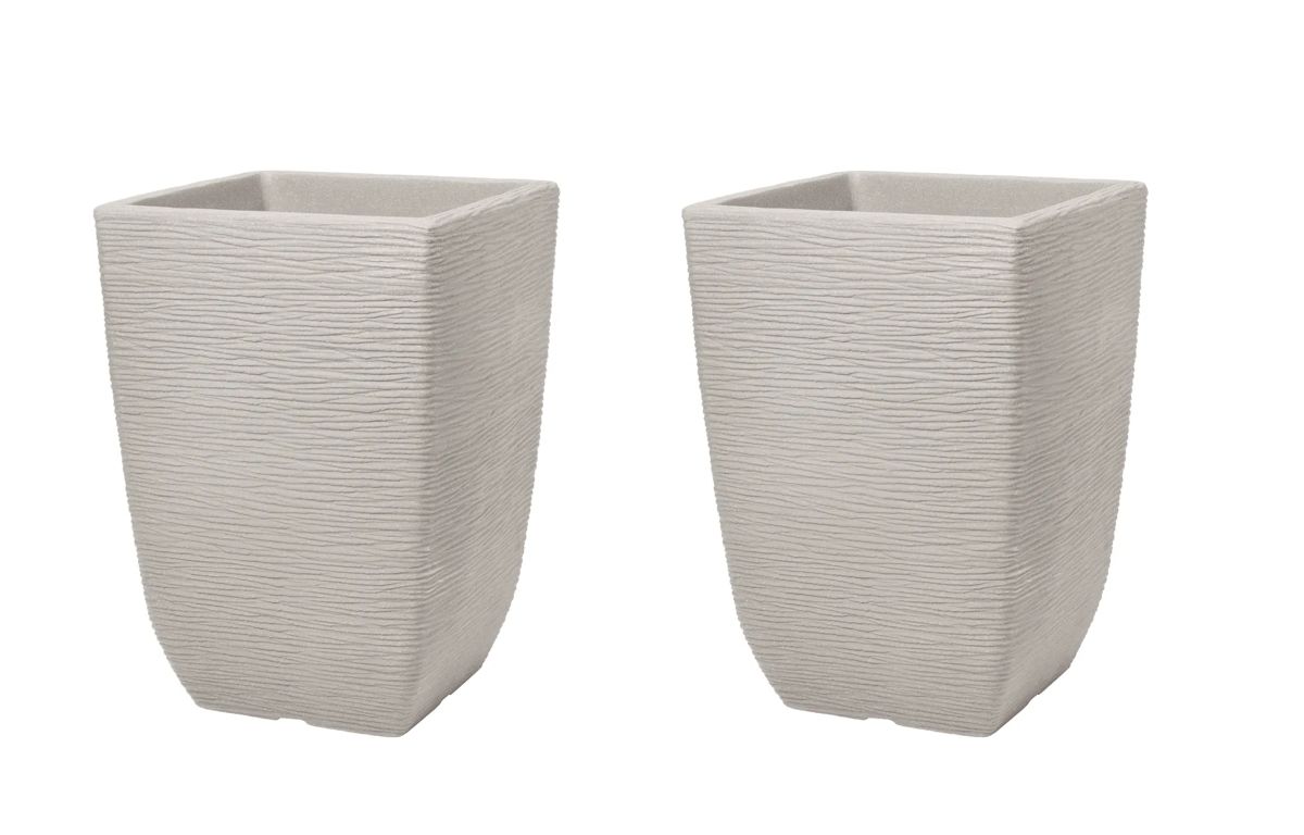 Cotswold Tall Square Planter 33cm Set of 2 - Limestone Grey
