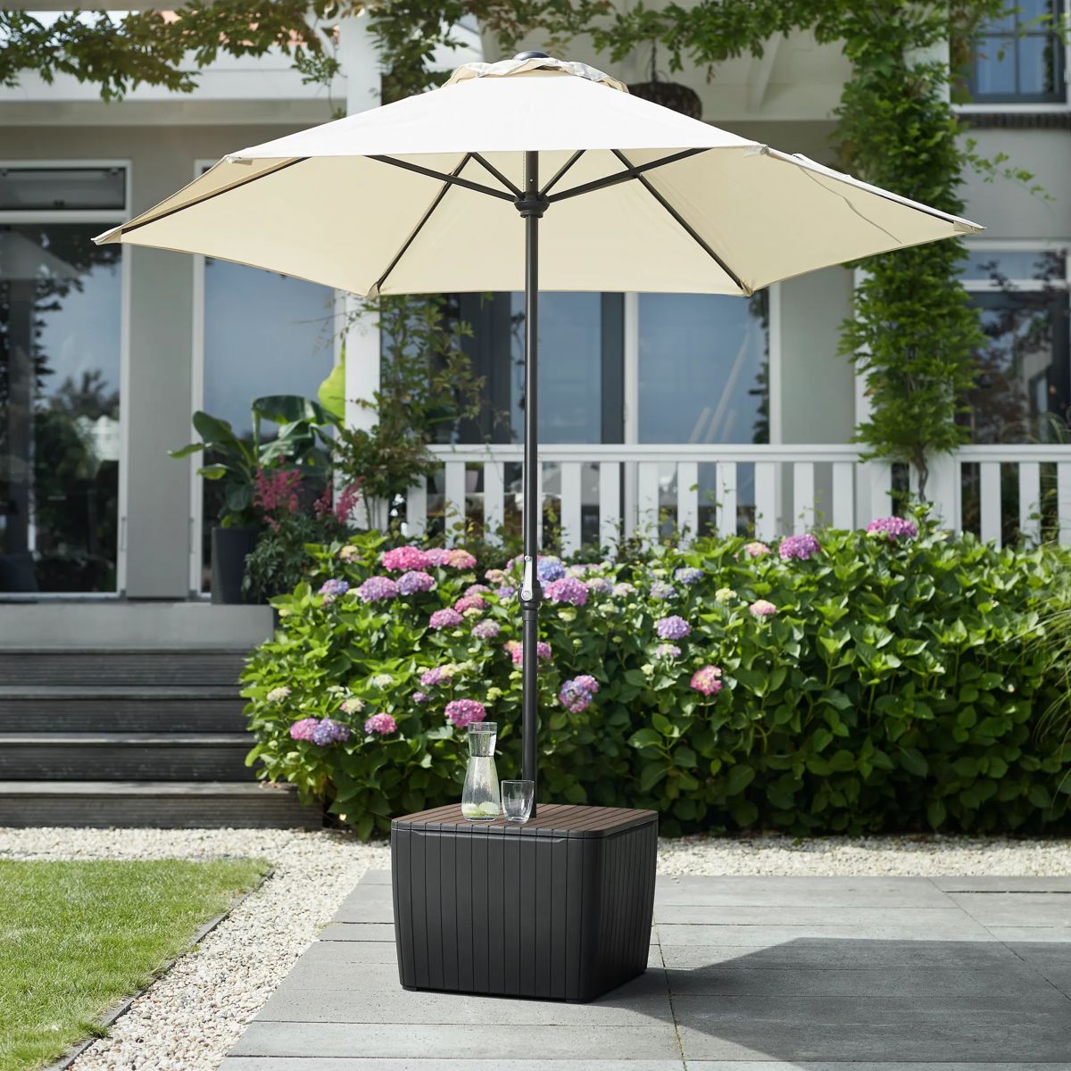 Luzon Parasol Table - Ashwood Brown
