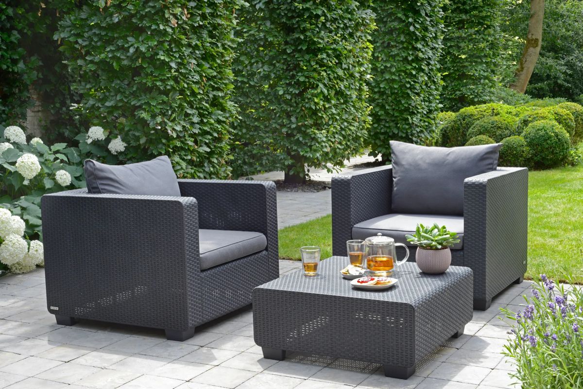 Salta Square Rattan Outdoor End Table - Graphite - Keter US