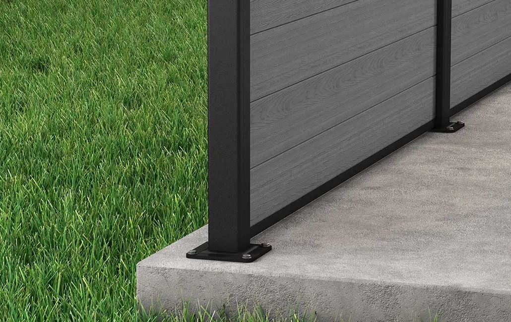 Clôture Kit clôture avec poteau 180cm à visser - Gris Aspect Bois - Keter FR