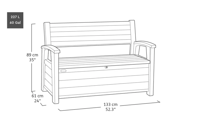 Graphite 60 Gallon Outdoor Storage Bench - Keter US