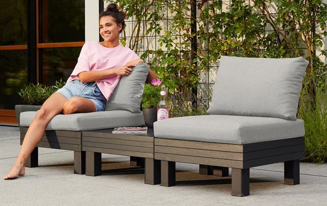 Salon de jardin Elements modulable 2 fauteuils et Table basse - Noir