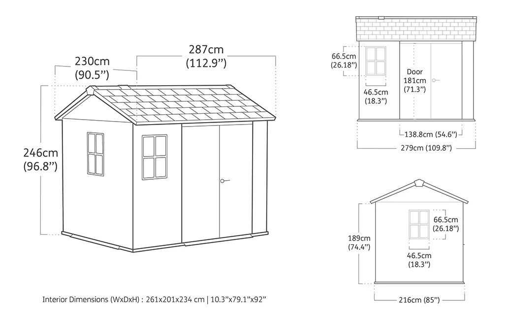 Caseta de exterior Newton Plus 759 - 230x287x246 cm y 5,7 m2
