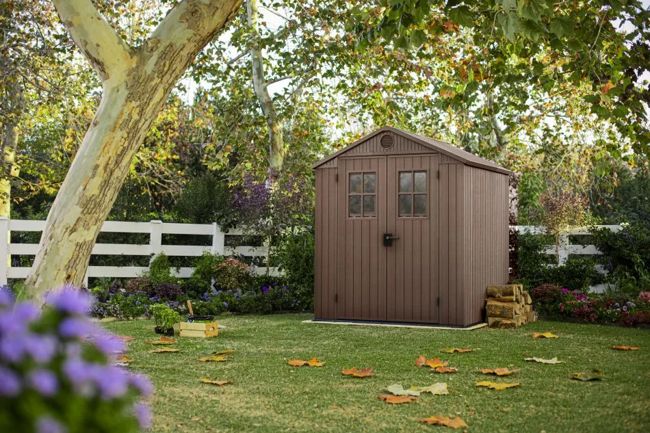 Caseta de exterior Darwin 6x6 ventanas frontales. 190x183x221cm y 3,3m2 - Marrón