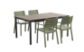 Signature Porto Dining Table + Metaline Dining Chair, Set of 4 - Olive Green