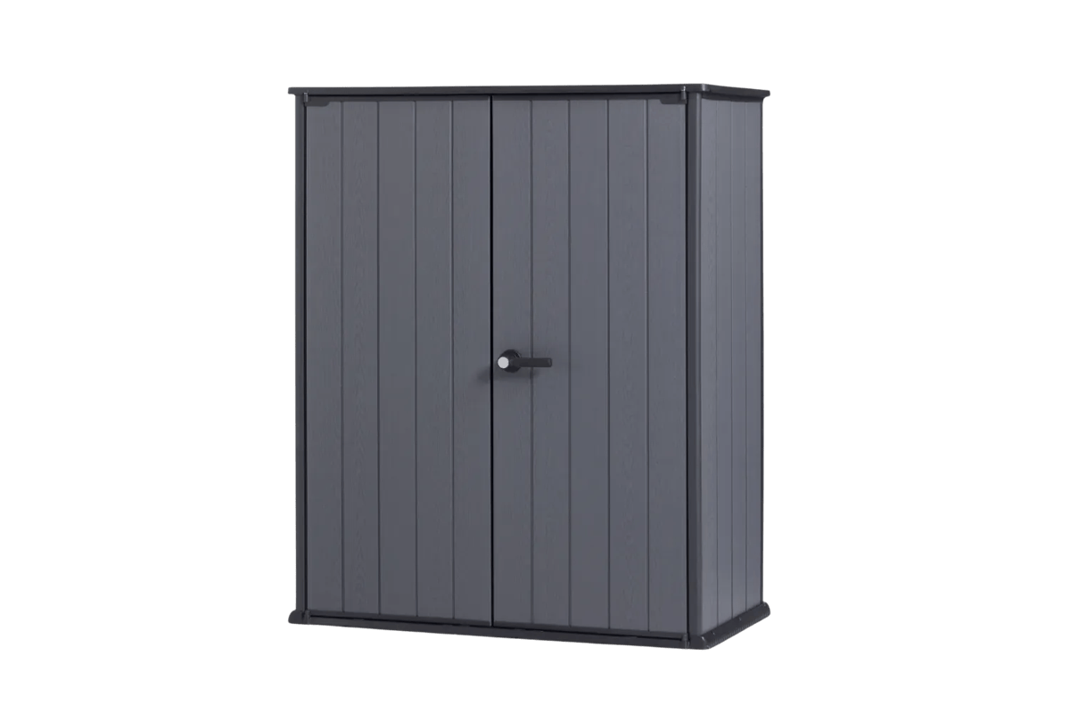 Cobertizo de exterior Cortina Alto 140x74x171 cm y 1400L
 - Gris