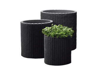Cylinder Planter Set of 3 - Grey - Gardening