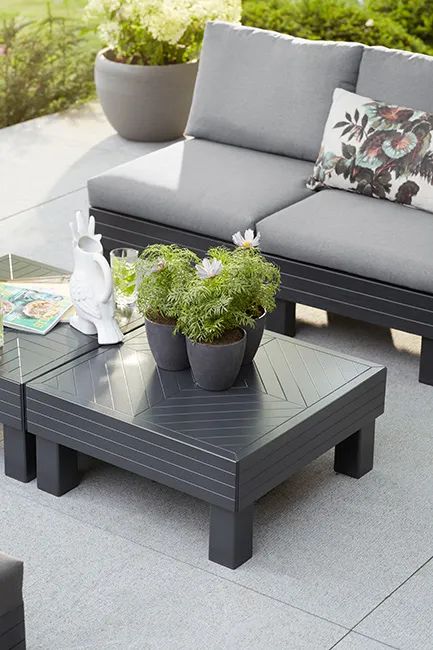 Mesa auxiliar de exterior Elements 65x65x29 cm - Negro