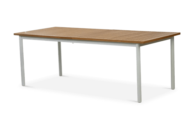 פינת אוכל רוז שולחן אלומיניום בשילוב עץ ו 6 כיסאות - לבן