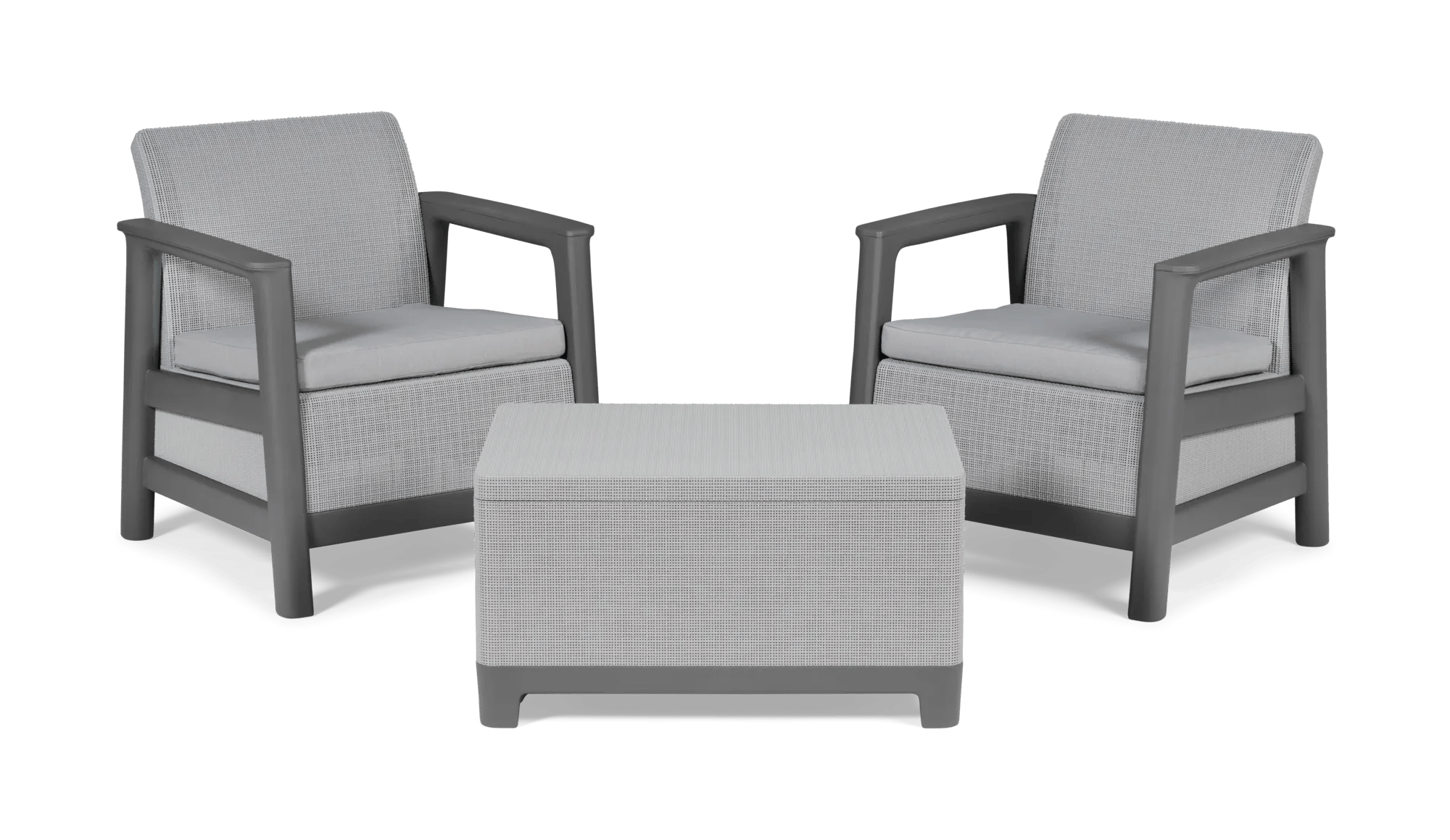 Scandi Linea 2 Seater Balcony Set with Storage Table - Grey