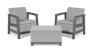 Scandi Linea 2 Seater Balcony Set with Storage Table - Grey