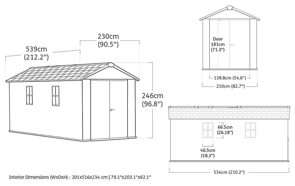 Abri de jardin Newton Plus 1775 - 11,2m2 - Gris Aspect Bois