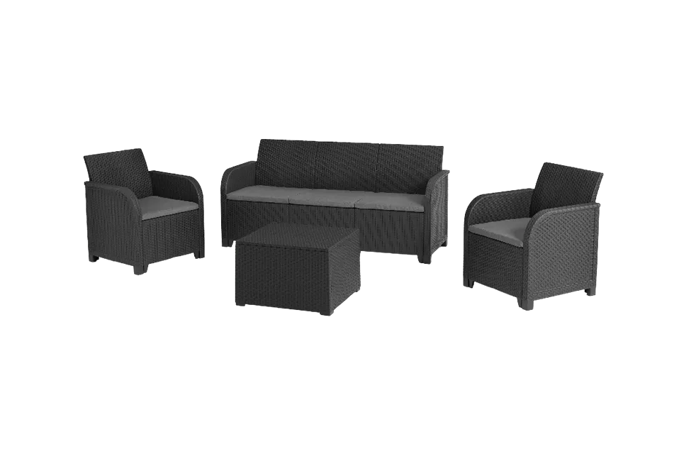 Rosalie 5 seater lounge set with storage table - Graphite