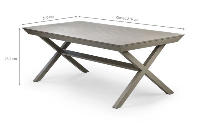 פינת אוכל ברצלונה- שולחן אלומיניום נפתח עם 6 כיסאות - קפוצ'ינו