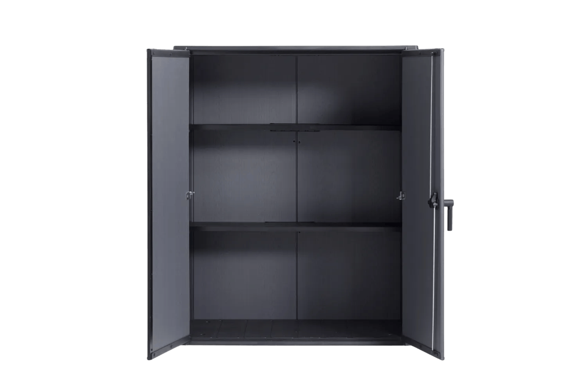 Cobertizo de exterior Cortina Alto 140x74x171 cm y 1400L
 - Gris