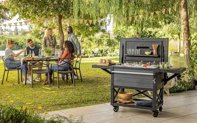 Graphite Patio Cooler and Beverage Cart - Keter US