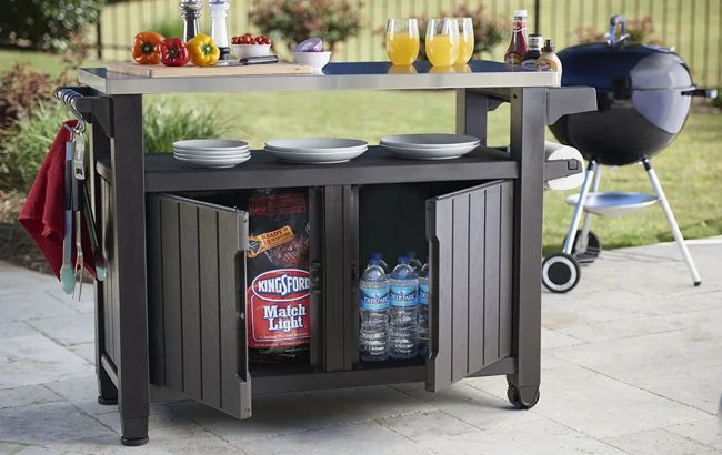 Unity XL Brown Outdoor Kitchen Cart with Storage - Keter US