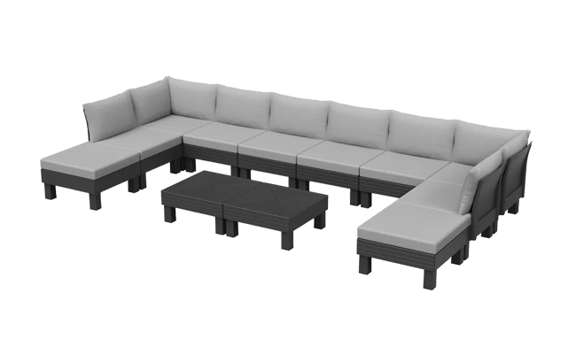 Elements 10 Seater Corner Modular Lounge Set - Graphite