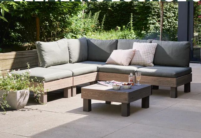 פינת ישיבה מודולארית אלמנטס - דמוי עץ (Ashwood)